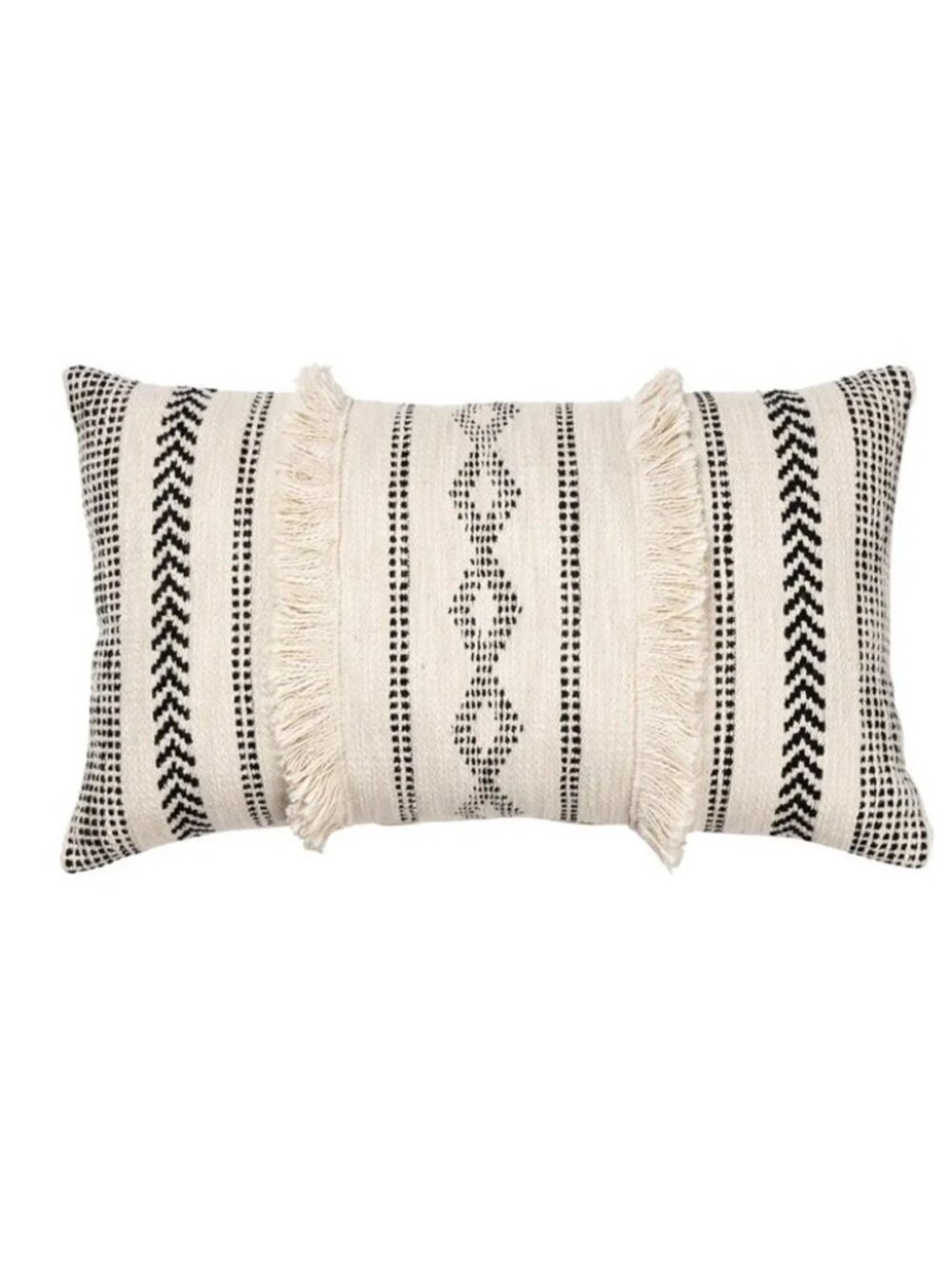 Modern Farmhouse Decorative Pillow 24" x 13" Black and White Boho Throw Pillow
